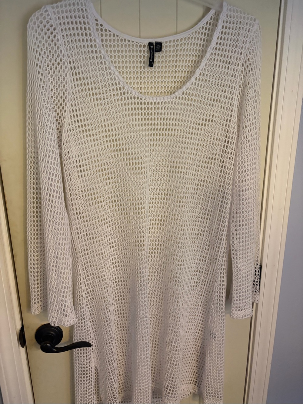Mesh Knit Swim Coverup Tunic - White